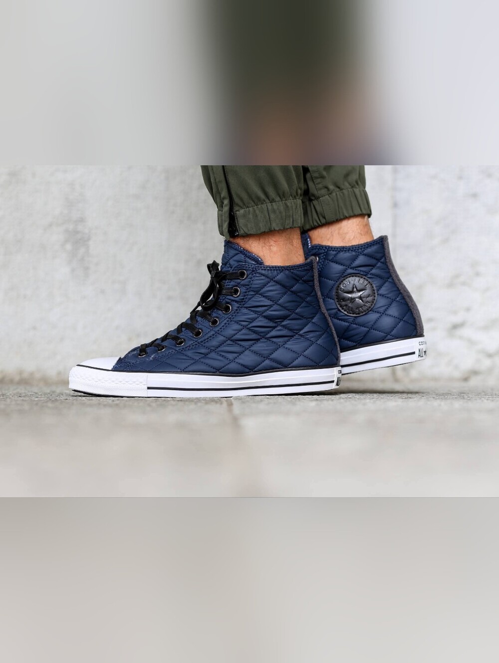Converse Quilted High-Top Sneakers in Navy - Classic Casual Style - Mens 13US